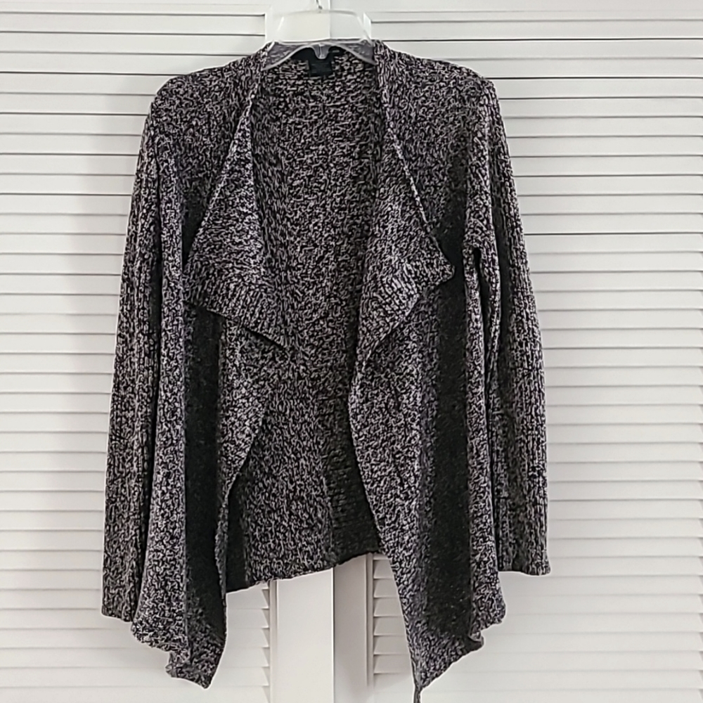 Calvin Klein Jeans Sweater Open Cardigan. Sz S.  Marled Black/White